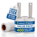 PLUMEBAY Extra Sticky Lint Roller 4 Pack, 400 Sheets Total, Pet Hair Remover