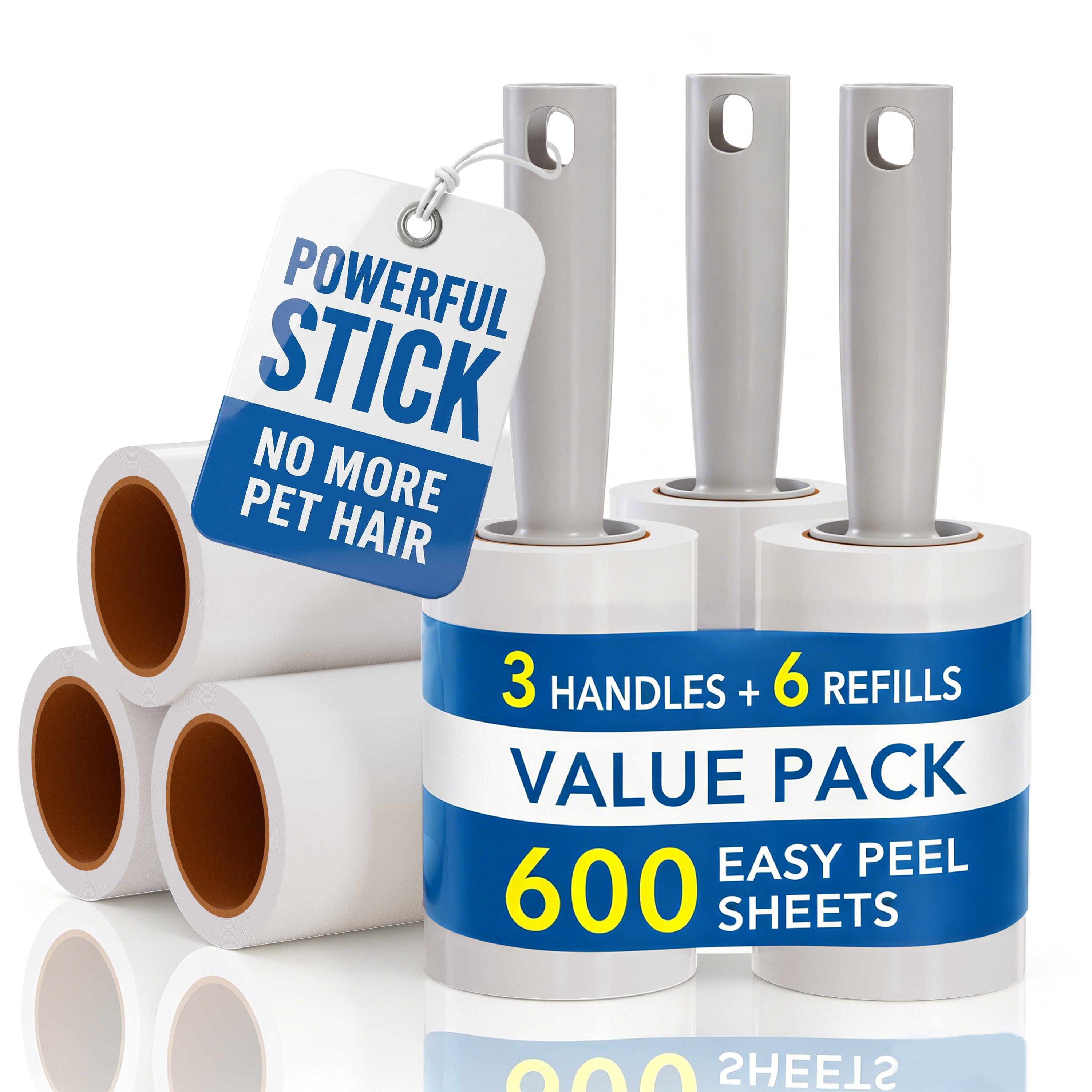 PLUMEBAY Extra Sticky Lint Roller 6 Pack, 600 Sheets Total, Pet Hair Remover
