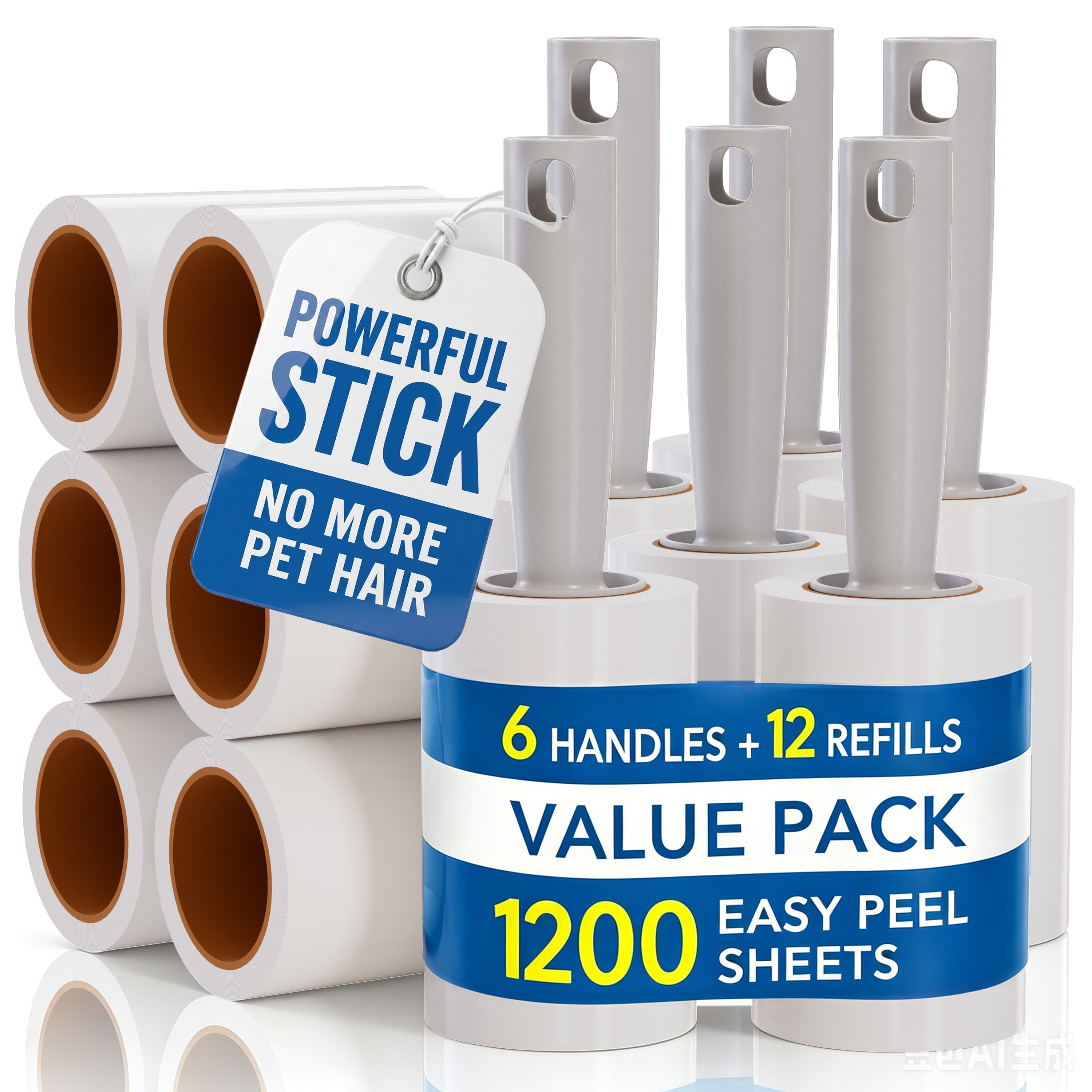 PLUMEBAY Extra Sticky Lint Roller 4 Pack, 400 Sheets Total, Pet Hair Remover