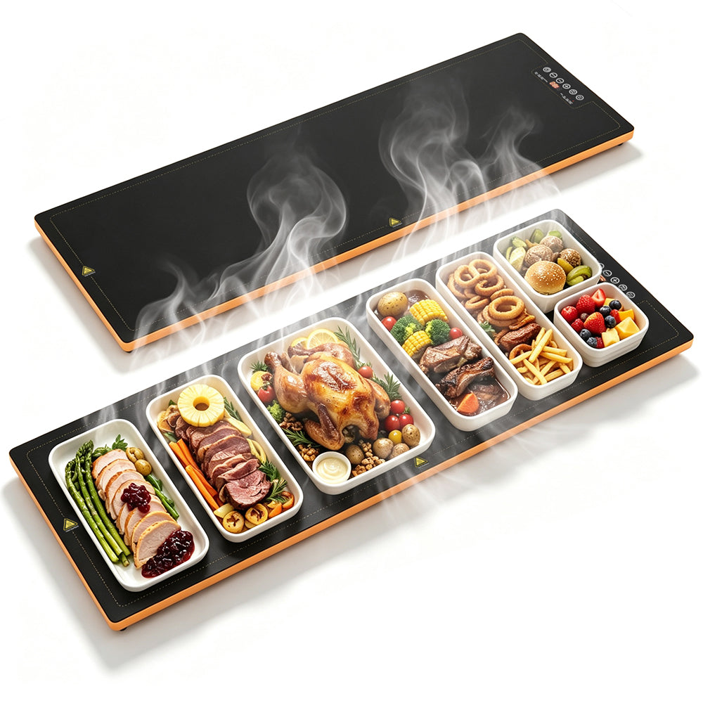 PLUMEBAY Electric Warming Tray 40''×14'', Adjustable Temp 100°F-260°F, Full Surface Heating, Extra Large Hot Plate, Food Warmer for Buffets, Parties, Restaurant, Home Events