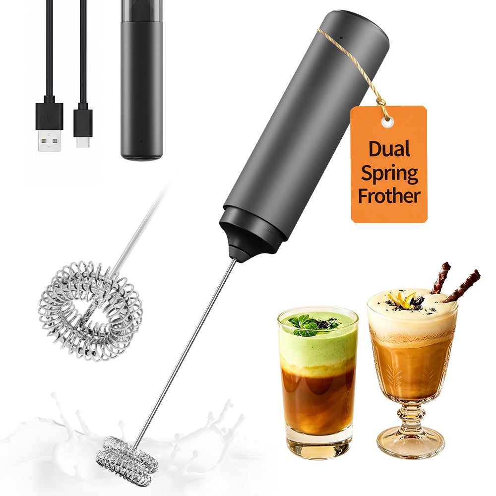 Rechargeable Handheld Milk Frother - 2-in-1 Electric Whisk for Coffee & Latte