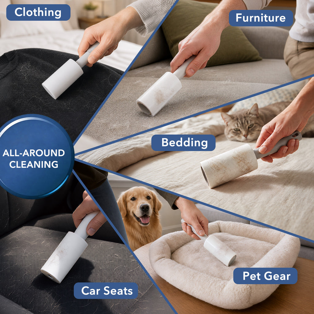 PLUMEBAY Extra Sticky Lint Roller 6 Pack, 600 Sheets Total, Pet Hair Remover