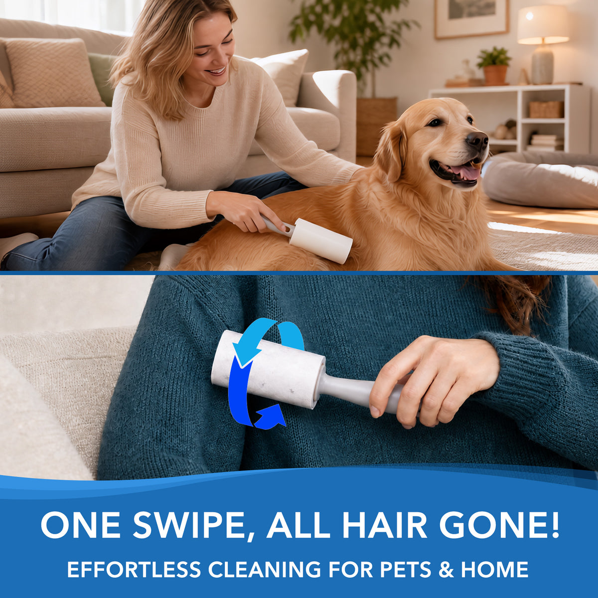 PLUMEBAY Extra Sticky Lint Roller 12 Pack, 1200 Sheets Total, Pet Hair Remover