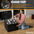 PLUMEBAY Shoe Organizer for Closet, 2 Pack Adjustable Divider Shoe Storage Boxes, Fits 16-32 Pairs, Black