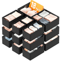 PLUMEBAY 18 Pack Drawer Organizer for Clothes, Dresser Drawer Organizer Bins, Closet Storage Dividers, Black