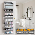 PLUMEBAY Over the Door Organizer, 5 Layer Hanging Storage with Clear Window and Mesh Side Pockets, Gray